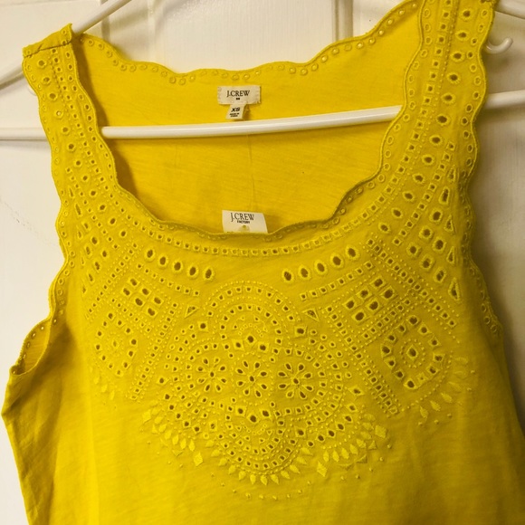 J Crew Yellow Embroidered Tank NWT XS/S - Picture 2 of 2